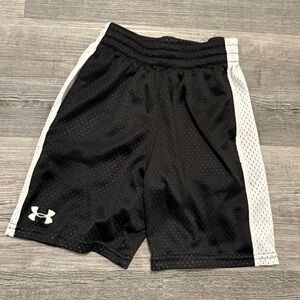 Under Armour Black with White Trim Mesh Athletic Shorts.  Boy’s size 5